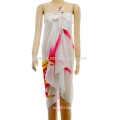 Fashion ladies printed stripe polyester chiffon sarong pareo